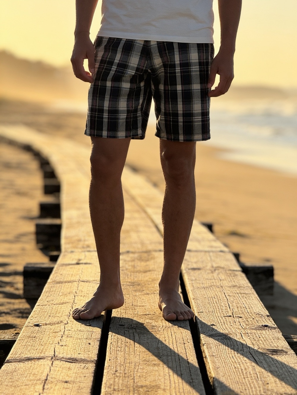 Weatherproof Men's Plaid Flat-Front Shorts in Beige, Gray & Red VGC Size 36W